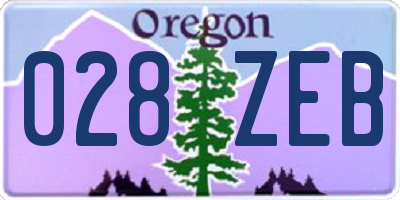 OR license plate 028ZEB