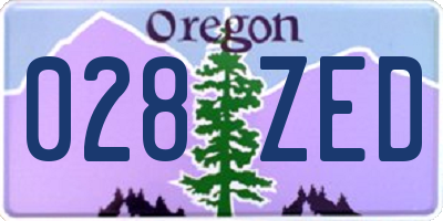 OR license plate 028ZED