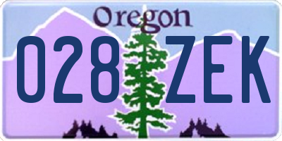 OR license plate 028ZEK