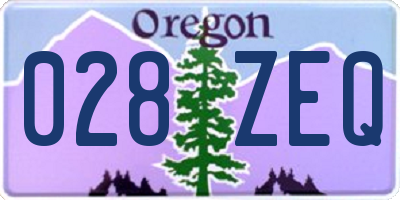 OR license plate 028ZEQ