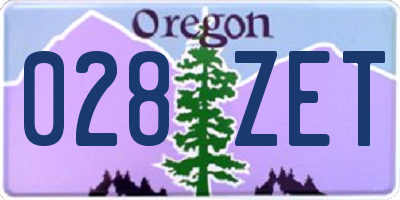 OR license plate 028ZET