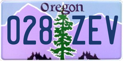 OR license plate 028ZEV