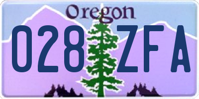 OR license plate 028ZFA