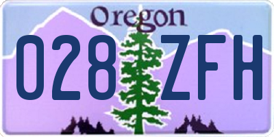 OR license plate 028ZFH