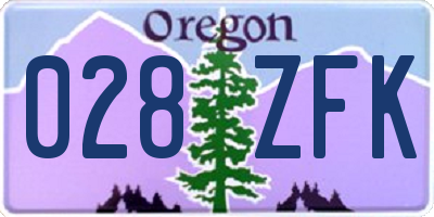 OR license plate 028ZFK