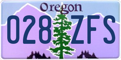 OR license plate 028ZFS