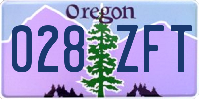 OR license plate 028ZFT