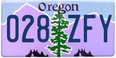OR license plate 028ZFY
