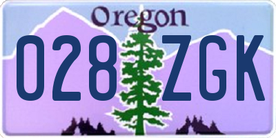 OR license plate 028ZGK