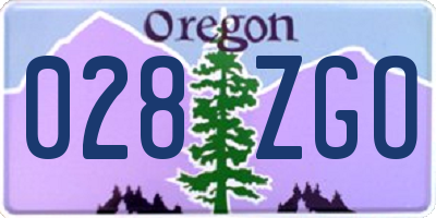 OR license plate 028ZGO