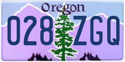 OR license plate 028ZGQ