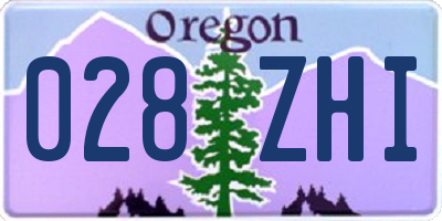 OR license plate 028ZHI