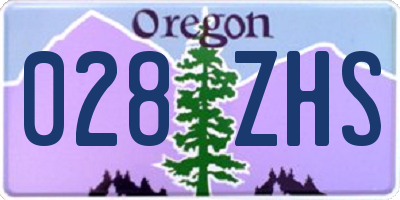 OR license plate 028ZHS