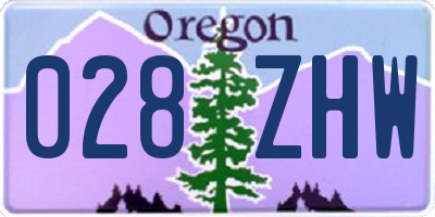 OR license plate 028ZHW