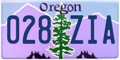 OR license plate 028ZIA