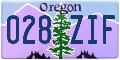 OR license plate 028ZIF