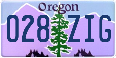 OR license plate 028ZIG