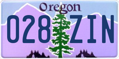 OR license plate 028ZIN
