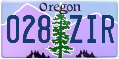 OR license plate 028ZIR