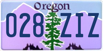 OR license plate 028ZIZ