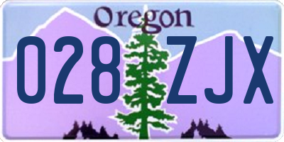 OR license plate 028ZJX