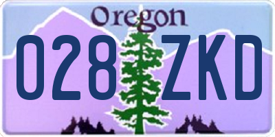OR license plate 028ZKD