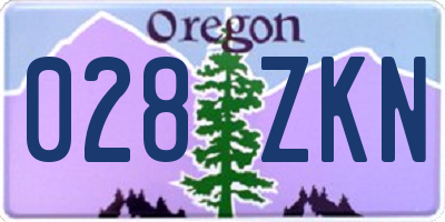 OR license plate 028ZKN