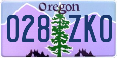 OR license plate 028ZKO