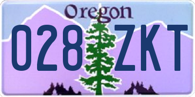 OR license plate 028ZKT