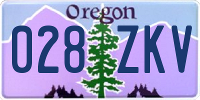OR license plate 028ZKV