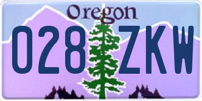 OR license plate 028ZKW