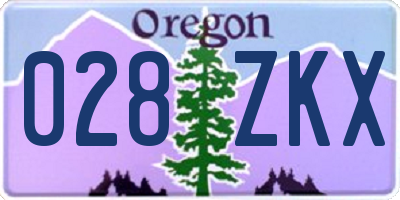 OR license plate 028ZKX
