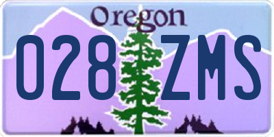 OR license plate 028ZMS