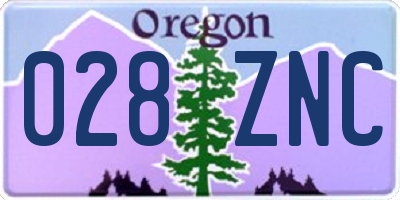 OR license plate 028ZNC
