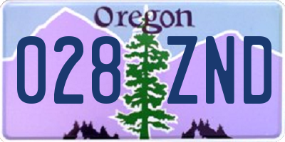 OR license plate 028ZND
