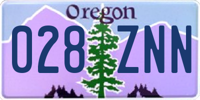 OR license plate 028ZNN