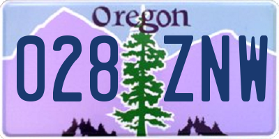 OR license plate 028ZNW
