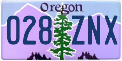 OR license plate 028ZNX