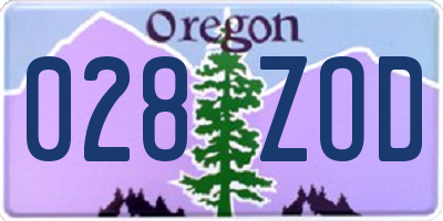 OR license plate 028ZOD