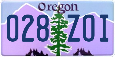 OR license plate 028ZOI