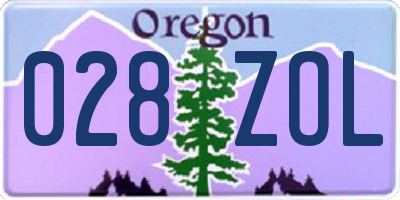 OR license plate 028ZOL