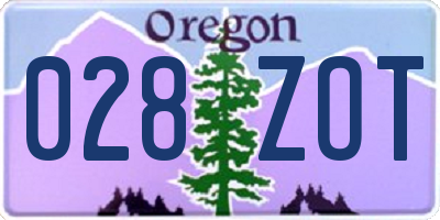 OR license plate 028ZOT