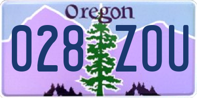 OR license plate 028ZOU