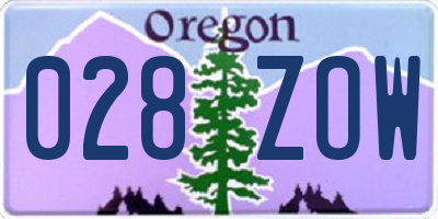OR license plate 028ZOW