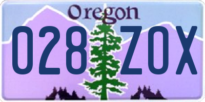 OR license plate 028ZOX