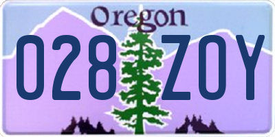 OR license plate 028ZOY