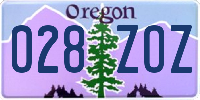 OR license plate 028ZOZ