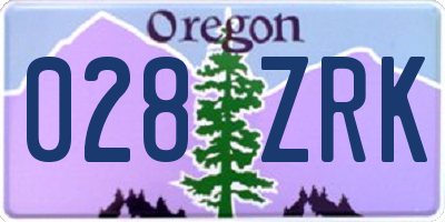 OR license plate 028ZRK