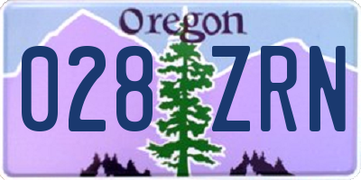 OR license plate 028ZRN
