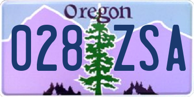 OR license plate 028ZSA